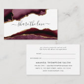 Burgundy en Gold Agate Aanbevelingskaartje (Voorkant / Achterkant)