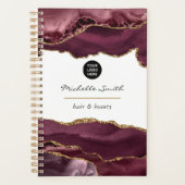 Burgundy en Gold Agate Precious Stone Business Planner (Voorkant)
