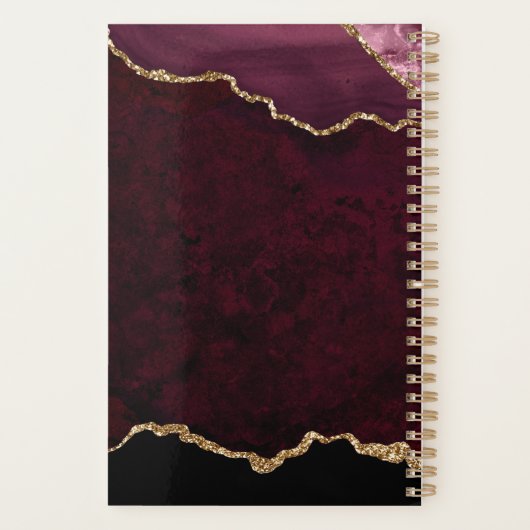 Burgundy en Gold Agate Precious Stone Business Planner (Achterkant)