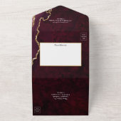 Burgundy en Gold Agate Stone Wedding All In One Uitnodiging (Buitenkant)