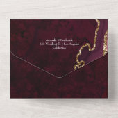 Burgundy en Gold Agate Stone Wedding All In One Uitnodiging (Achterkant)