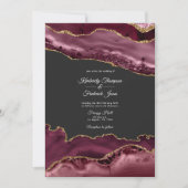 Burgundy en Gold Agate Stone Wedding Kaart (Voorkant)