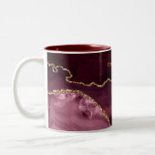 Burgundy en Gold Agate Tweekleurige Koffiemok (Links)