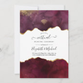 Burgundy en Gold Agate Virtual Wedding Kaart (Voorkant)