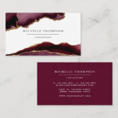 Burgundy en Gold Agate Visitekaartje (Voorkant / Achterkant)