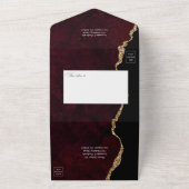 Burgundy en Gold Agate Wedding All In One Uitnodiging (Buitenkant)