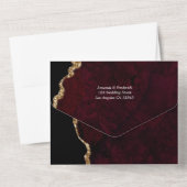 Burgundy en Gold Agate Wedding All In One Uitnodiging (Achterkant)