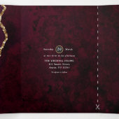 Burgundy en Gold Agate Wedding Drieluik Uitnodiging (Binnenkant midden)