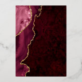 Burgundy en Gold Agate Wedding Folie Uitnodiging (Achterkant)
