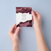 Burgundy en Gold Agate Wedding Invitation Flyer (Hand)