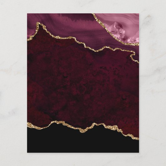 Burgundy en Gold Agate Wedding Invitation Flyer (Achterkant)
