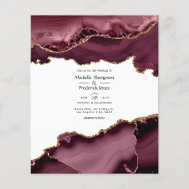 Burgundy en Gold Agate Wedding Invitation Flyer