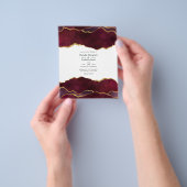 Burgundy en Gold Agate Wedding Invitation Flyer (Hand)
