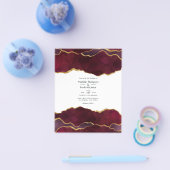 Burgundy en Gold Agate Wedding Invitation Flyer (Enkel)