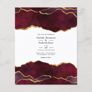 Burgundy en Gold Agate Wedding Invitation Flyer