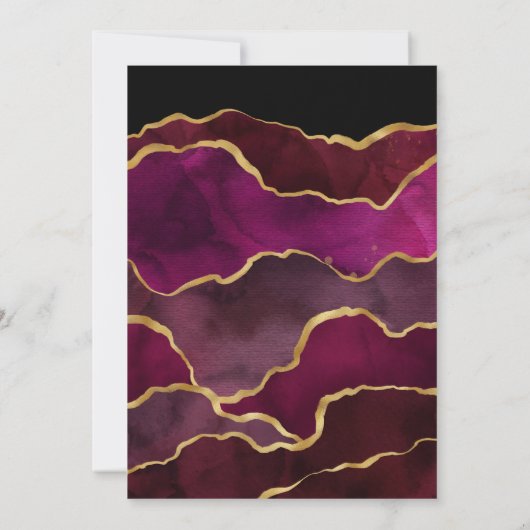 Burgundy en Gold Agate Wedding Kaart (Achterkant)