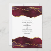 Burgundy en Gold Agate Wedding Kaart (Voorkant)