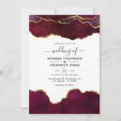 Burgundy en Gold Agate Wedding Kaart (Voorkant)