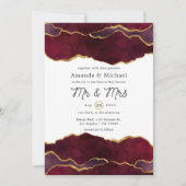 Burgundy en Gold Agate Wedding Kaart (Voorkant)