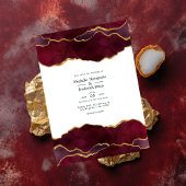 Burgundy en Gold Agate Wedding Kaart