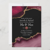 Burgundy en Gold Agate Wedding Kaart (Voorkant)
