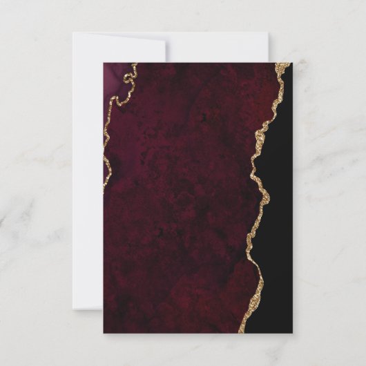 Burgundy en Gold Agate Wedding RSVP Kaartje (Achterkant)