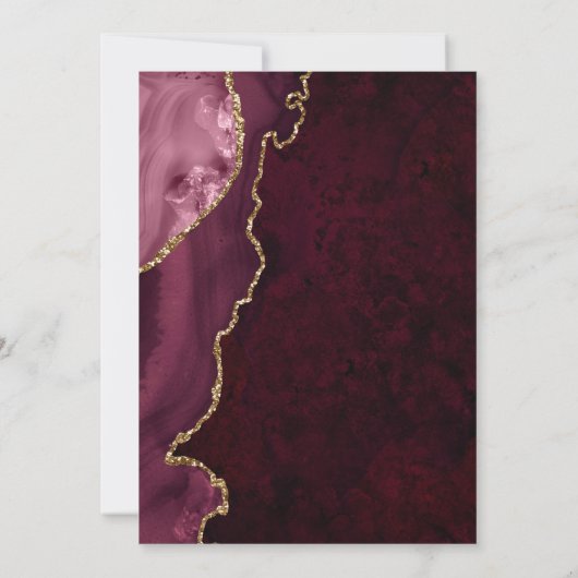 Burgundy en Gold Agate Wedding Save The Date (Achterkant)