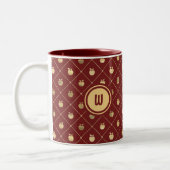 Burgundy en Gold Apple Pattern Tweekleurige Koffiemok (Links)