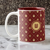 Burgundy en Gold Apple Pattern Tweekleurige Koffiemok
