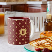 Burgundy en Gold Apple Pattern Tweekleurige Koffiemok