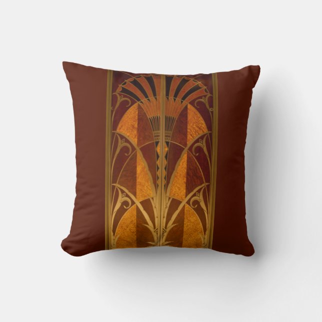 Burgundy en Gold Art Deco Kussen (Voorkant)