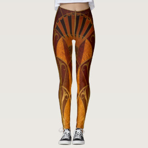 Burgundy en Gold Art Deco Leggings