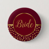 Burgundy en Gold Bride Wedding Button (Voorkant)