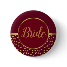Burgundy en Gold Bride Wedding Button