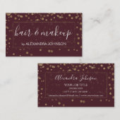 Burgundy en Gold Confetti Modern Pattern Visitekaartje (Voorkant / Achterkant)