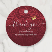 Burgundy en Gold Elegant Roos Quinceanera Bedankjes Labels (Achterkant)