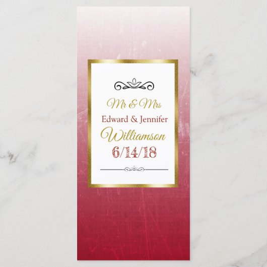 Burgundy en Gold Elegant Wedding Menu Card (Achterkant)