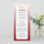 Burgundy en Gold Elegant Wedding Menu Card (Staand voorkant)