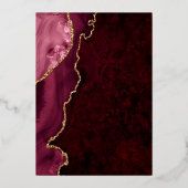 Burgundy en Gold Faux Agate Bat Mitzvah Folie Uitnodiging (Achterkant)