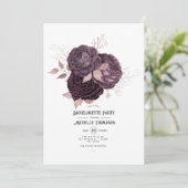Burgundy en Gold Floral Bachelorette Party Kaart (Staand voorkant)
