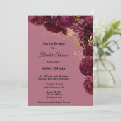 Burgundy en Gold Floral Bridal Shower Kaart (Staand voorkant)