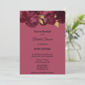 Burgundy en Gold Floral Bridal Shower Kaart (Staand voorkant)