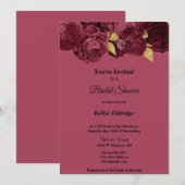 Burgundy en Gold Floral Bridal Shower Kaart (Voorkant / Achterkant)
