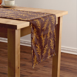 Burgundy en Gold Floral Sprig Short Table Runner Korte Tafelloper
