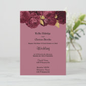 Burgundy en Gold Floral Wedding Invitation Kaart (Staand voorkant)