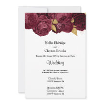 Burgundy en Gold Floral Wedding Invitation