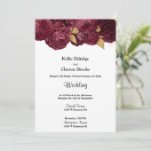 Burgundy en Gold Floral Wedding Invitation Kaart (Staand voorkant)