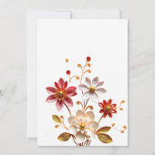 Burgundy en Gold Floral Wedding Kaart (Achterkant)