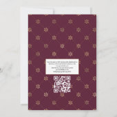 Burgundy en Gold Floral Wedding QR Code Uitnodigin Kaart (Achterkant)