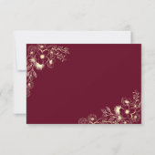 Burgundy en Gold Floral Wedding RSVP Kaartje (Achterkant)